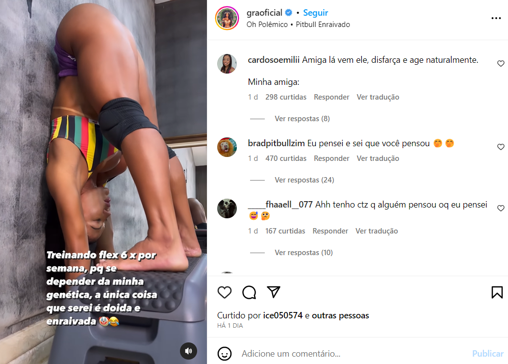 Vídeo: Gracyanne Barbosa impressiona seguidores com flexibilidade chocante 4 gracyanne barbosa