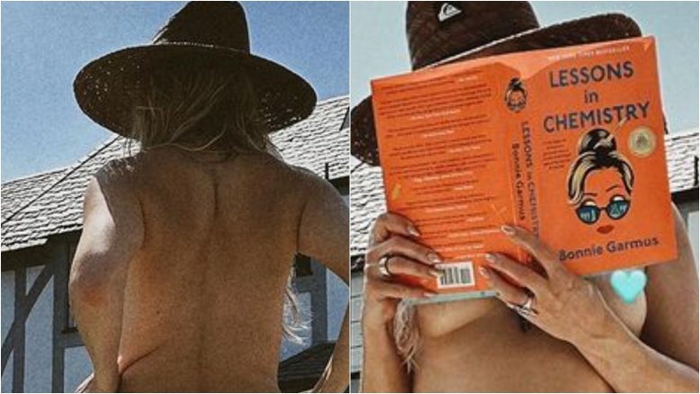 Kate Hudson posa de topless e 'toma bronca' do irmão e do filho