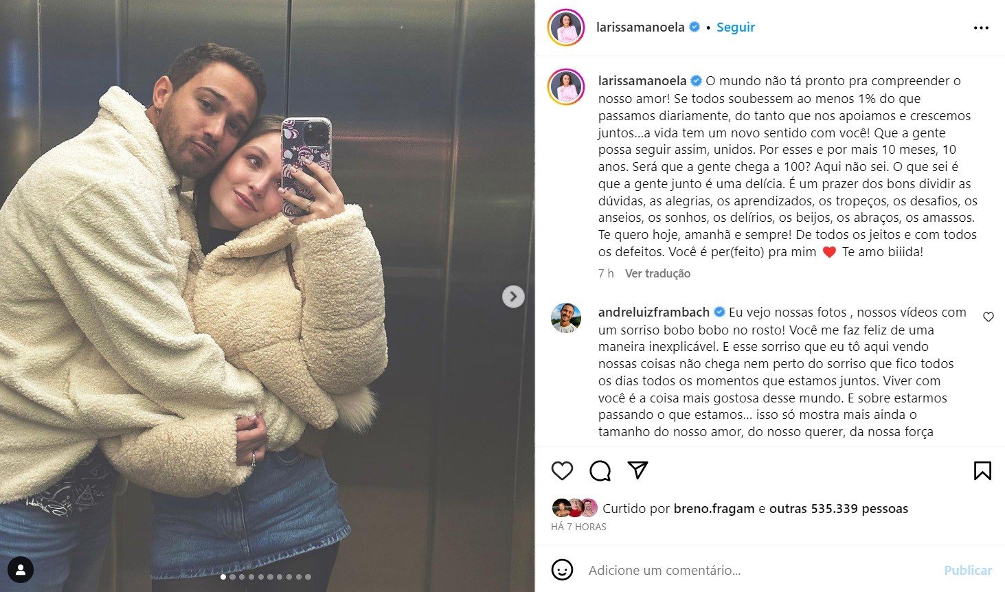 Larissa Manoela e André Luiz Frambach. Reprodução/Instagram.