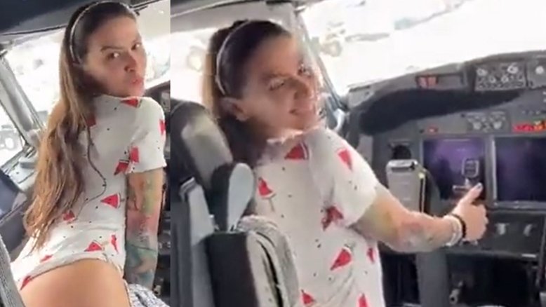 MC Pipokinha tira a roupa em avião e toma bronca de piloto