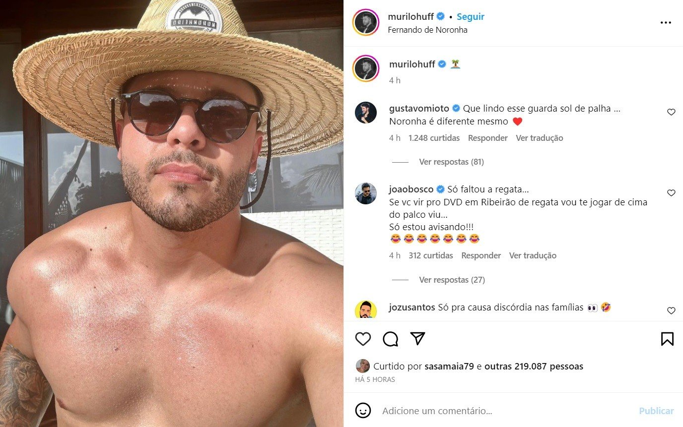 Ex de Marília Mendonça, Murilo Huff exibe músculos em Noronha arranca suspiros na web 2 Ex de Marília Mendonça, Murilo Huff exibe músculos em Fernando de Noronha e web reage