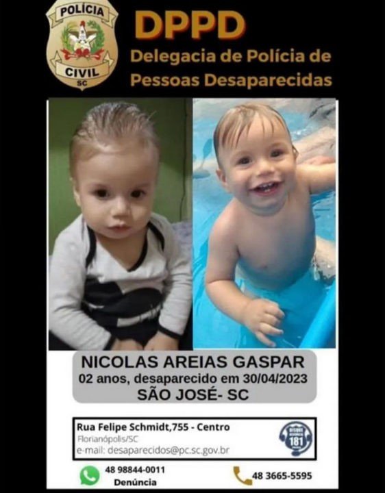 Criança de dois anos desaparece em Florianópolis; família segue procurando por ela