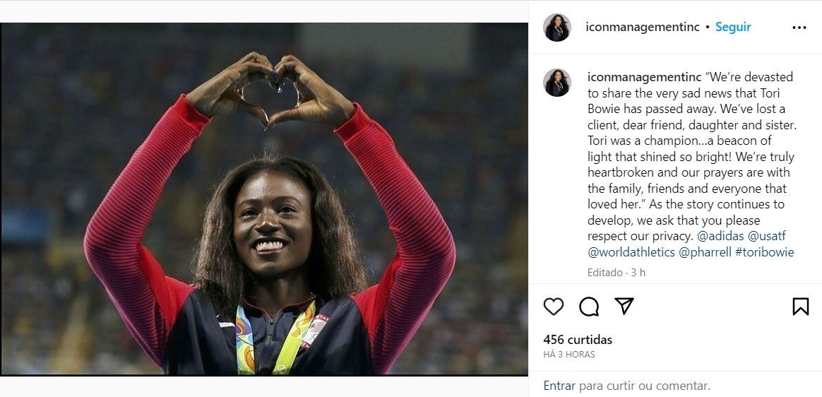 Campeã olímpica na Rio 2016, lenda do atletismo americano morre aos 32 anos 2 Campeã olímpica na Rio 2016, lenda do atletismo americano morre aos 32 anos