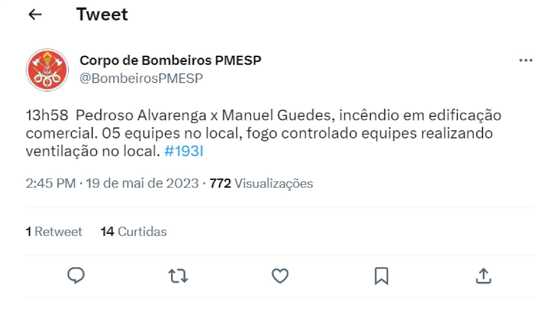 Incêndio atinge bar no Itaim Bibi (SP)