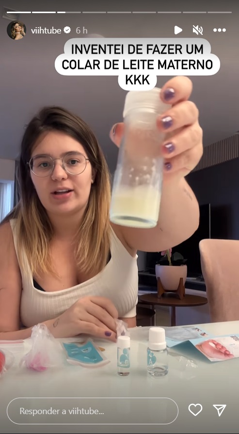 Viih Tube tem ideia inusitada com leite materno para recordar a fase de amamentação