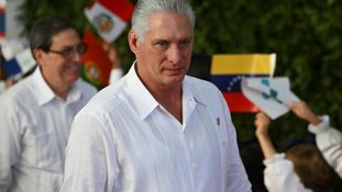 Foto de arquivo do presidente de Cuba Miguel Díaz-Canel em Santo Domingo em 25 de março de 2023 - AFP