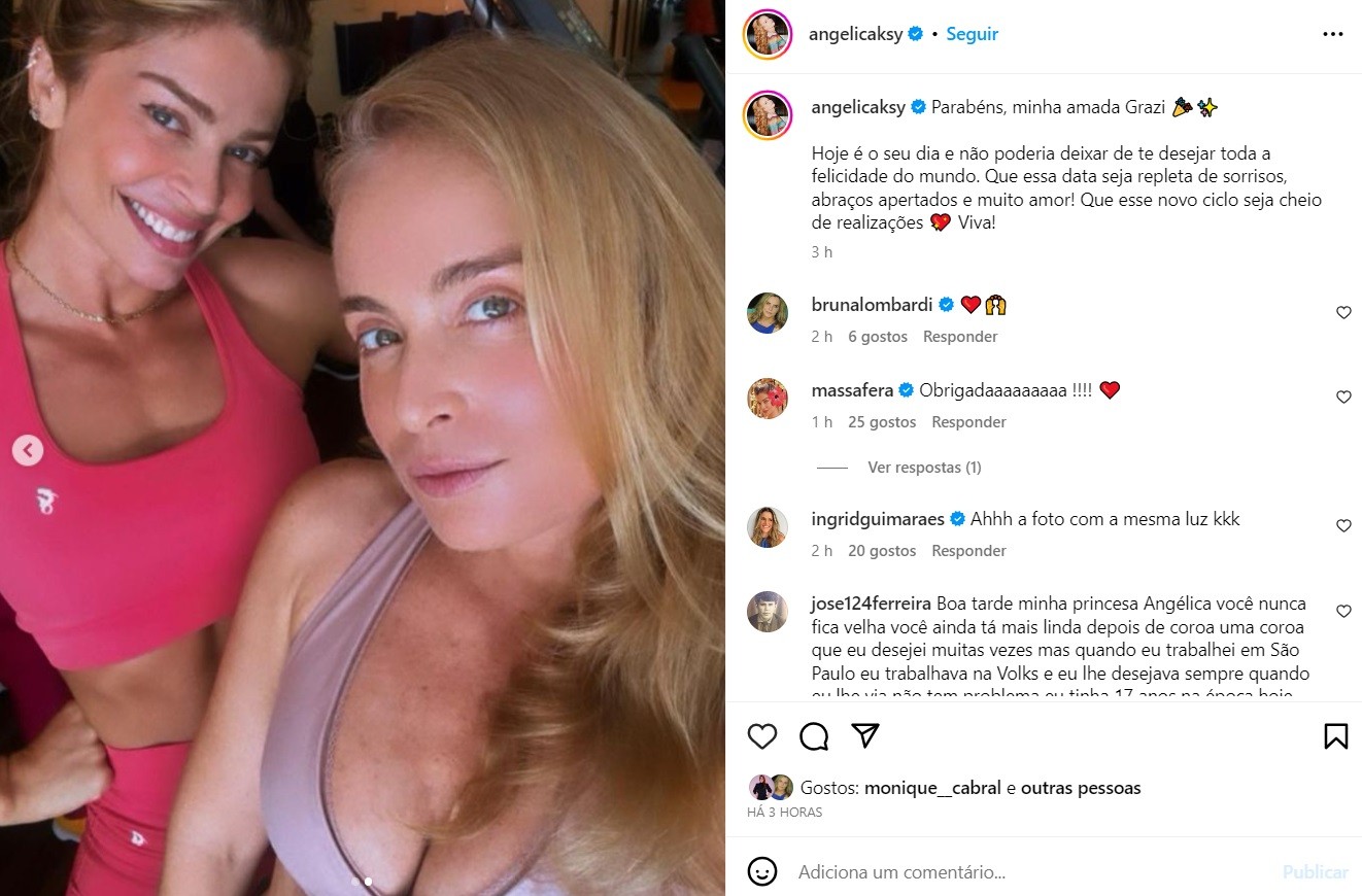 Angélica homenageia Grazi Massafera pelo aniversário de 41 anos: ‘Toda felicidade do mundo’ 4 Angélica homenageia Grazi Massafera pelo aniversário de 41 anos: ‘Toda felicidade do mundo’