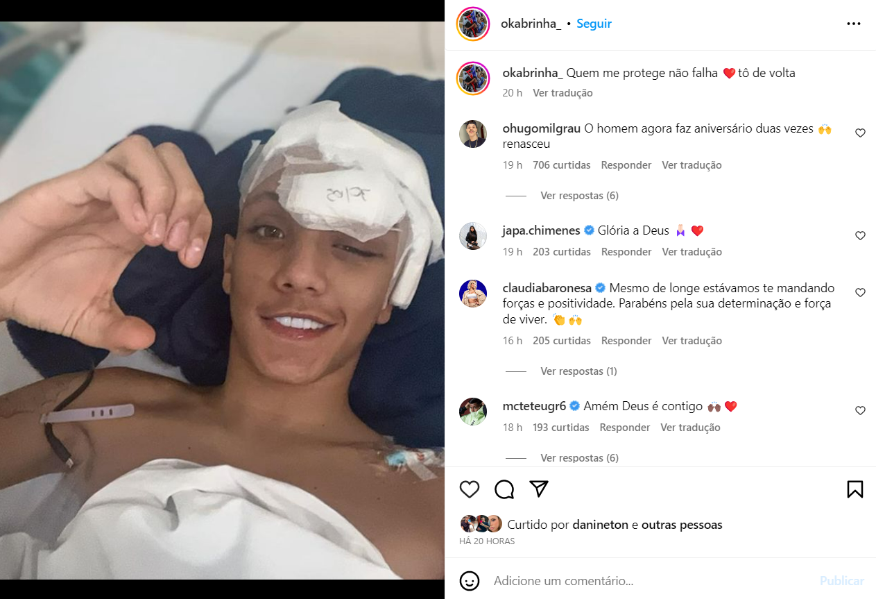 Vídeo: Influenciador faz dancinha no hospital após levar tiro na cabeça