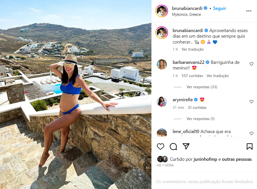 Bruna Biancardi mostra barrigão em viagem para Grécia e fãs debatem sexo do bebê 2 Bruna Biancardi mostra barrigão em viagem para Grécia e fãs debatem sexo do bebê