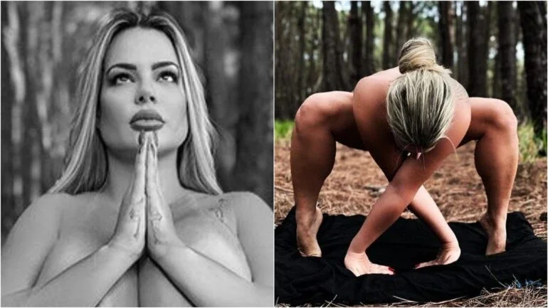 ‘Furacão da CPI’, Denise Rocha faz yoga pelada e arranca elogios: ‘Obra de arte’ 