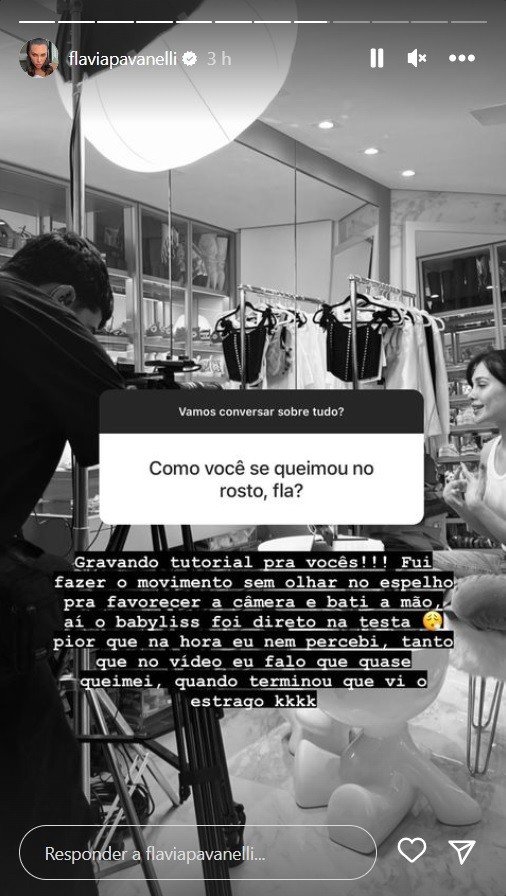 Flavia Pavanelli sofre acidente ao gravar tutorial: 'Só percebi depois' 7 Flavia Pavanelli sofre acidente ao gravar tutorial: 'Só percebi depois'