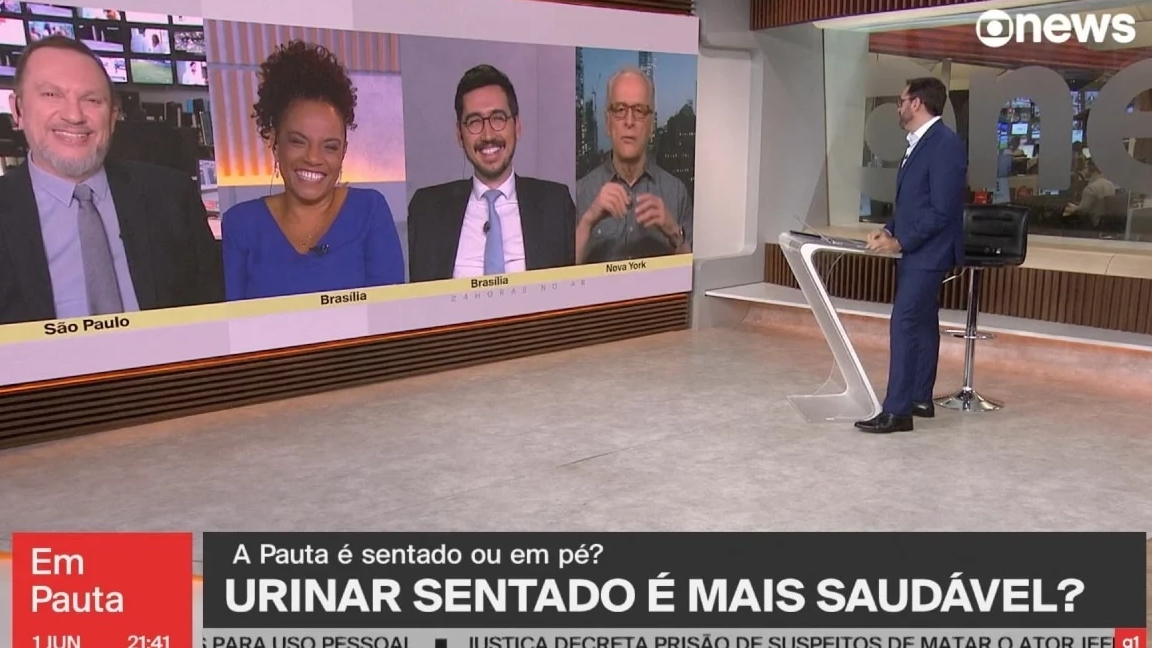 Jornalistas da GloboNews são criticados após debaterem sobre a forma correta de fazer xixi