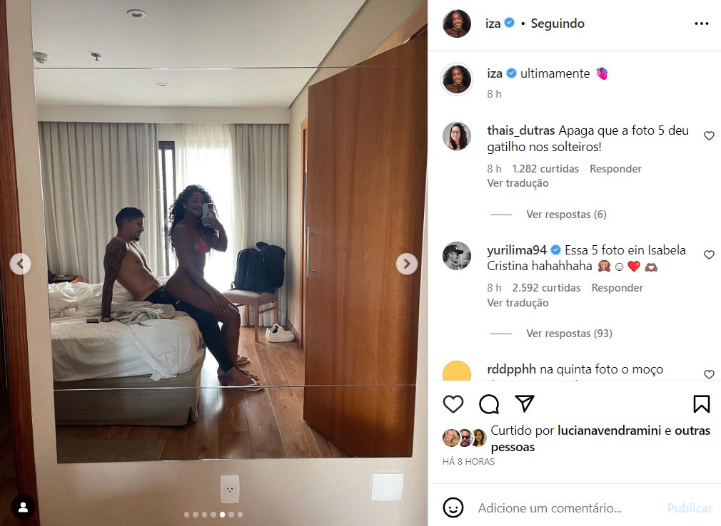 Iza compartilha clique sensual com namorado e fãs reagem: 'Venceu na vida' 4 Iza compartilha clique sensual com namorado e fãs reagem: 'Venceu na vida'