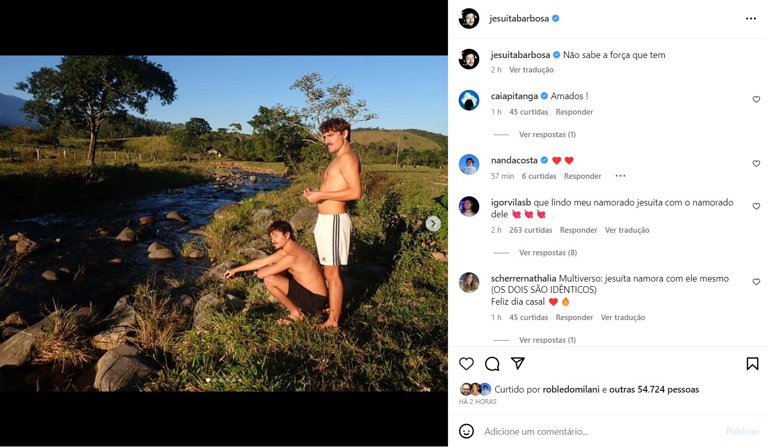 Jesuíta Barbosa e namorado compartilham clique nus em banho de cachoeira 3 Jesuíta Barbosa e namorado compartilham clique nus em banho de cachoeira