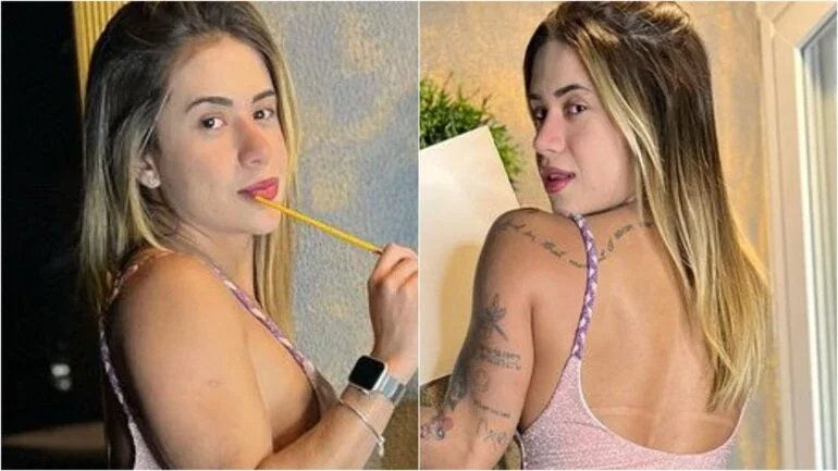 Influenciadora fatura R$ 10 mil ao atender pedido de fã e pintar quadro com o bumbum