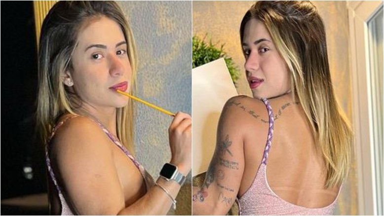 Influenciadora fatura R$ 10 mil ao atender pedido de fã e pintar quadro com o bumbum
