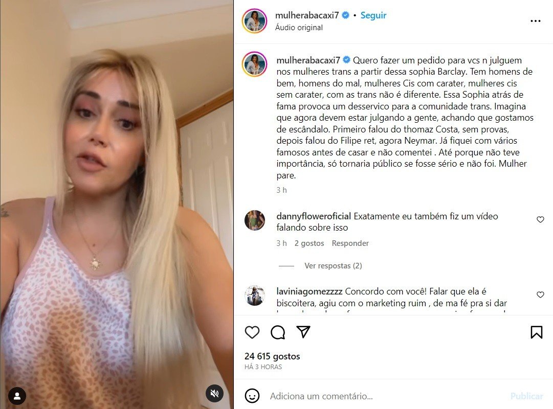 Mulher Abacaxi detona influenciadora trans por expor suposta ficada com Neymar: ‘Queimando a gente’