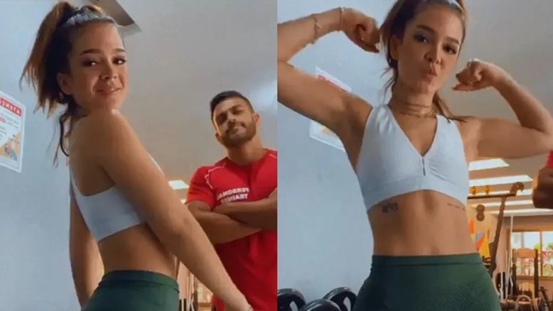 Após boatos de suposto término de namoro, Mel Maia surge sorridente em academia