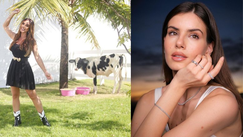 Nicole Bahls batiza vaca com nome de Camila Queiroz e atriz reage