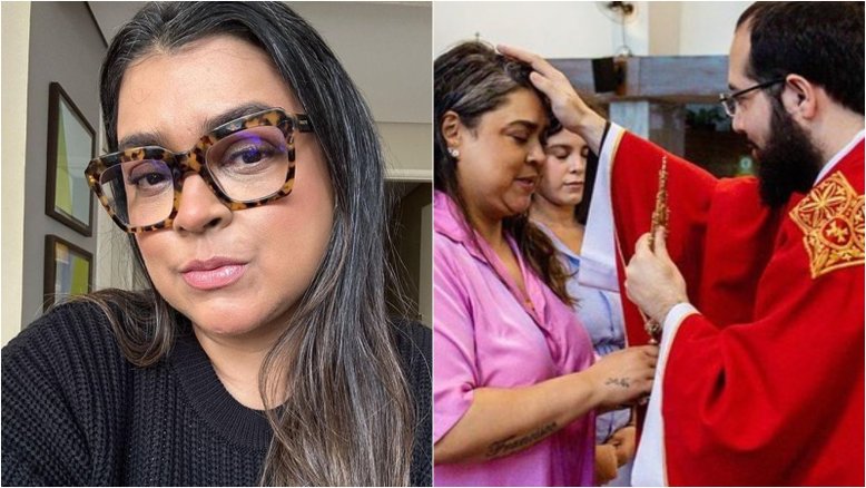 Preta Gil ajoelha e reza em santuário ao pedir cura contra câncer: 'Eu creio' 