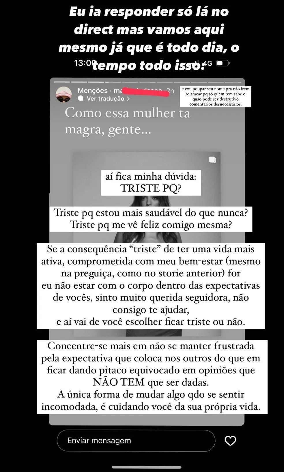 Rafa Kalimann faz desabafo sobre críticas ao seu corpo: ‘Todo dia’
