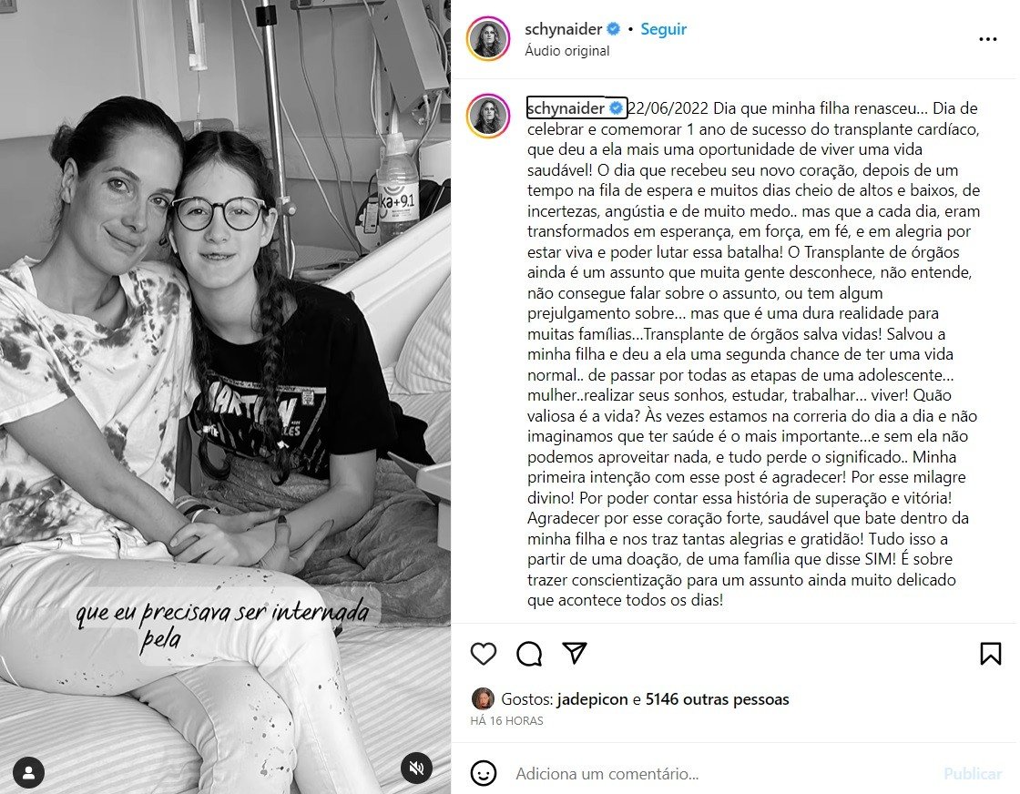 Nora de Faustão, modelo Schynaider Moura comemora um ano de transplante cardíaco da filha 2 Nora de Faustão, modelo Schynaider Moura comemora um ano de transplante cardíaco da filha