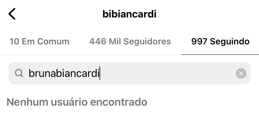 Bianca Biancardi deixa de seguir Bruna Biancardi no Instagram