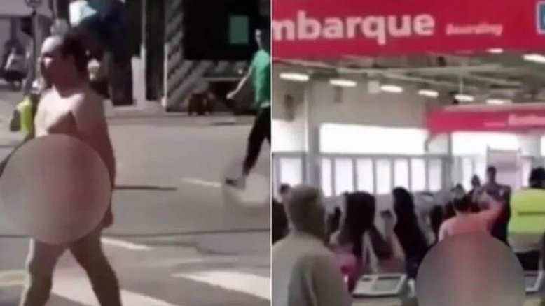 SP: vídeo mostra homem caminhando nu por estação de trem