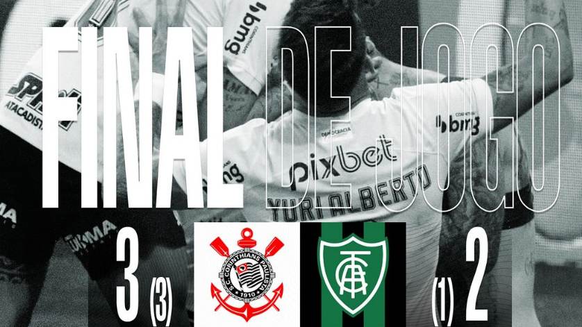 Corinthians supera o América-MG nos pênaltis e encontra o São Paulo na semi da Copa do Brasil