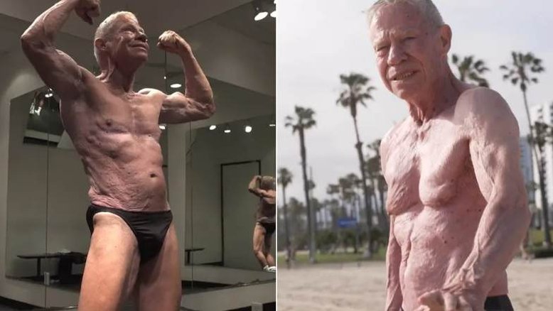 Fisiculturista aos 90 anos: americano faz exercícios três vezes por semana e come cogumelo