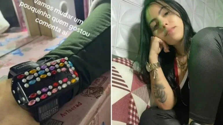 Vídeo: mulher viraliza nas redes ao enfeitar tornozeleira eletrônica e mostrar rotina com equipamento