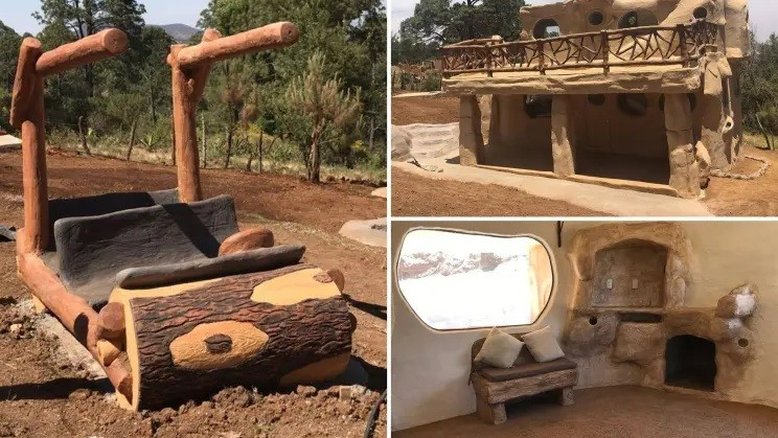 a cabana recentemente se tornou viral por ser “uma réplica exata” da casa de Fred e Wilma Flintstone no amado seriado de desenho animado dos anos 1960