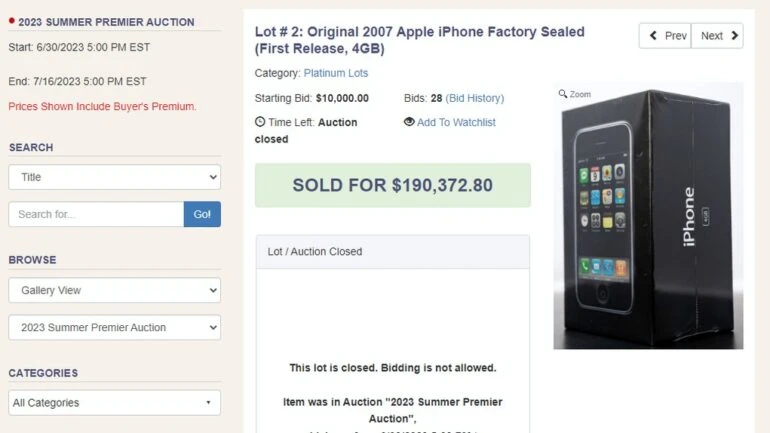 A Apple vendeu o ‌‌iPhone‌‌ original de 4 GB por tempo limitado, tornando-o o mais raro dos modelos ‌‌iPhone‌‌ de primeira geração.