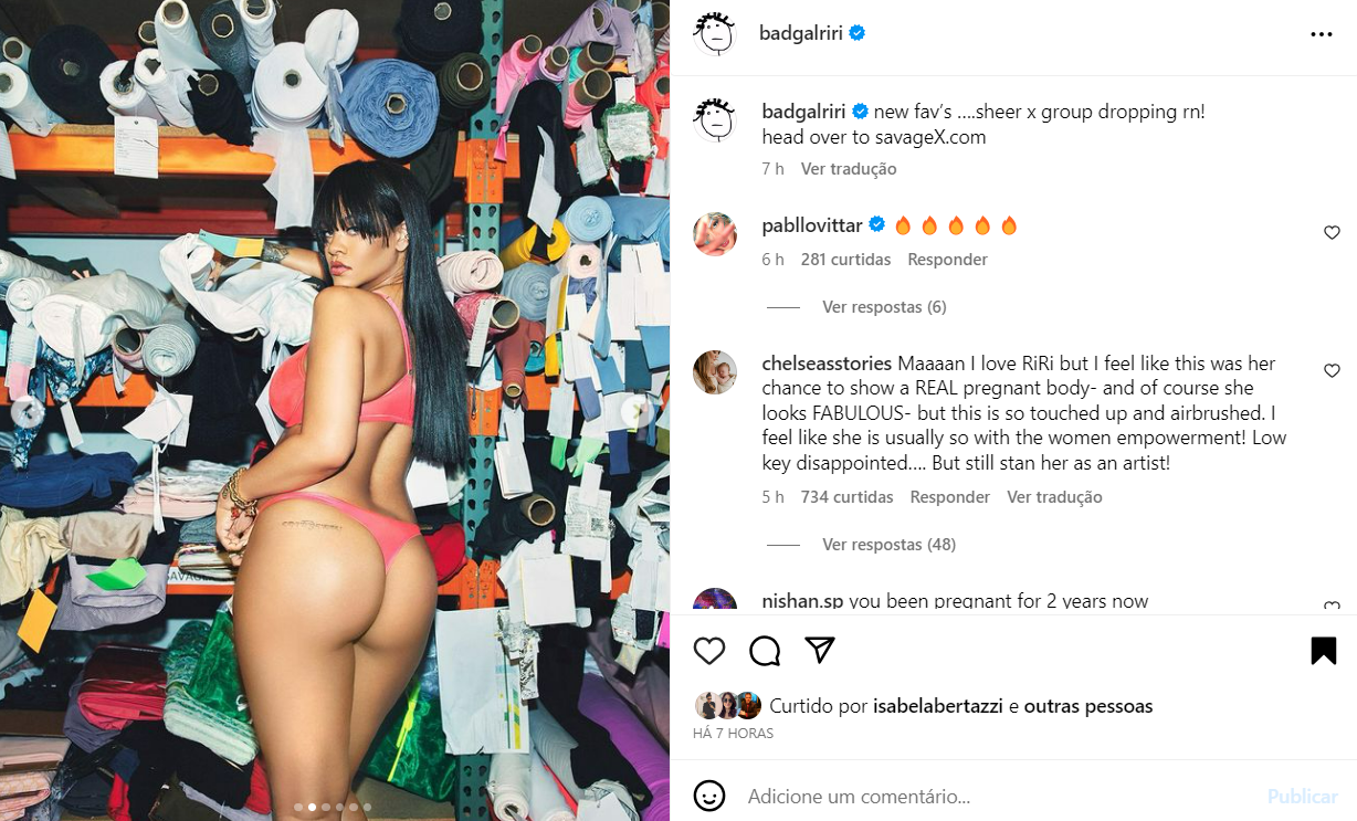 Post de Rihanna no Instagram