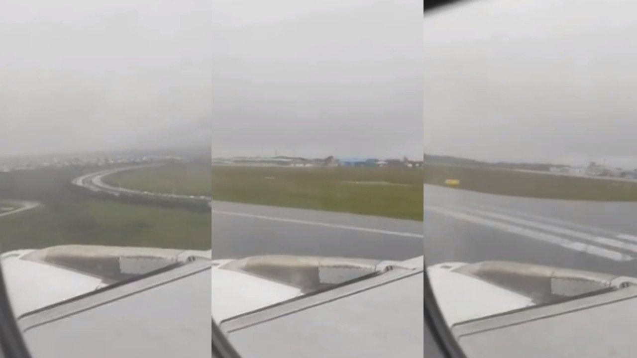 Vídeo registra momento em que avião derrapou na pista de aeroporto de Florianópolis