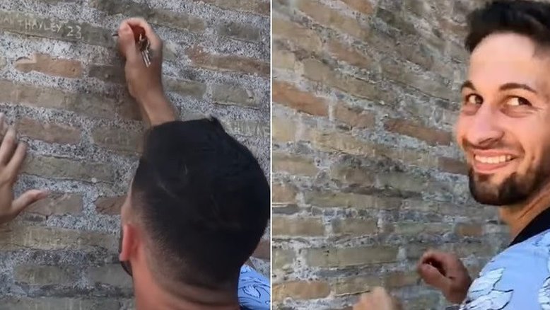 Turista que vandalizou Coliseu de Roma diz não saber que era um 'monumento antigo'