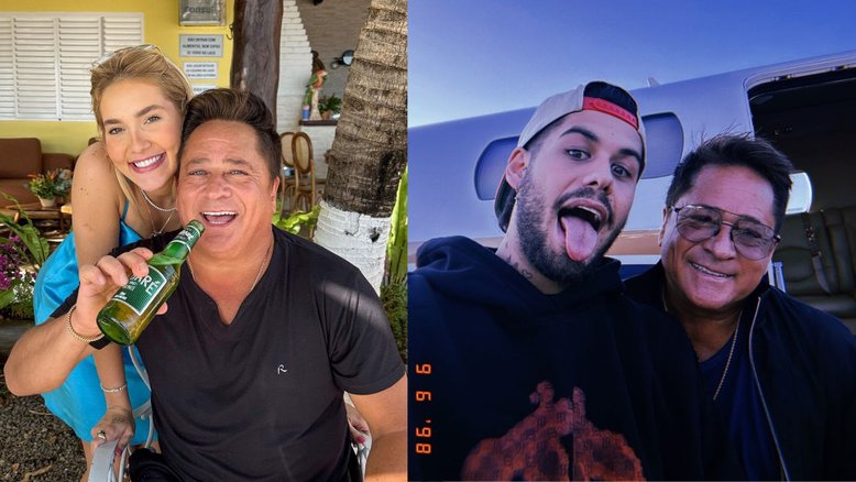 Virginia e Zé Felipe com o cantor Leonardo