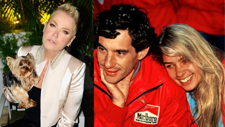 Xuxa (à esquerda), Ayrton Senna e Adriane Galisteu (à direita)