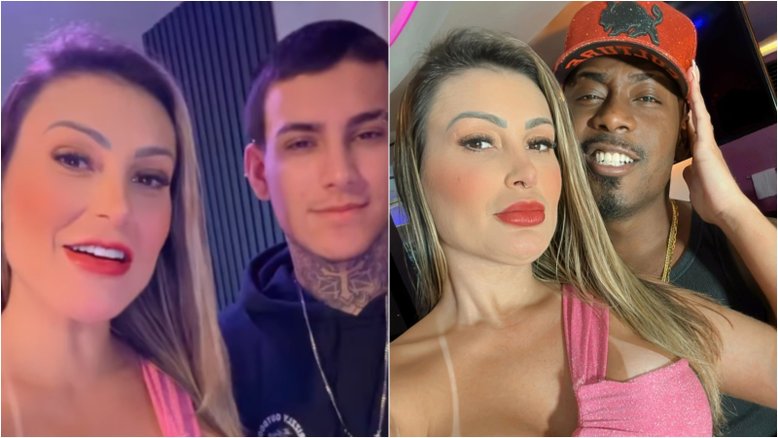 Ao lado do filho, Andressa Urach apresenta bastidores de gravação de vídeo de sexo