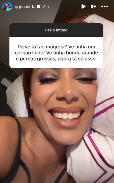 Anitta rebate críticas ao seu peso: 'Só osso' 2 Story de Anitta