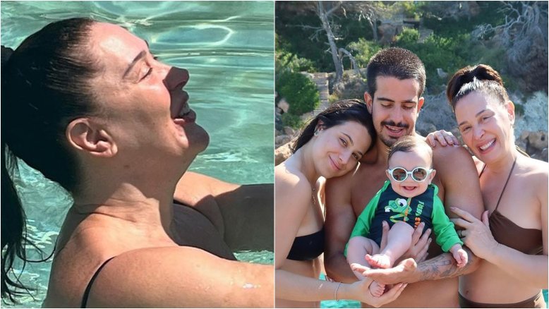 Claudia Raia curte momento fofura em primeira viagem internacional com o caçula, Luca