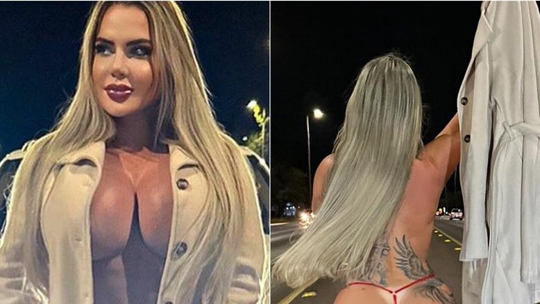Denise Rocha posa de topless e fio-dental no trânsito de Brasília