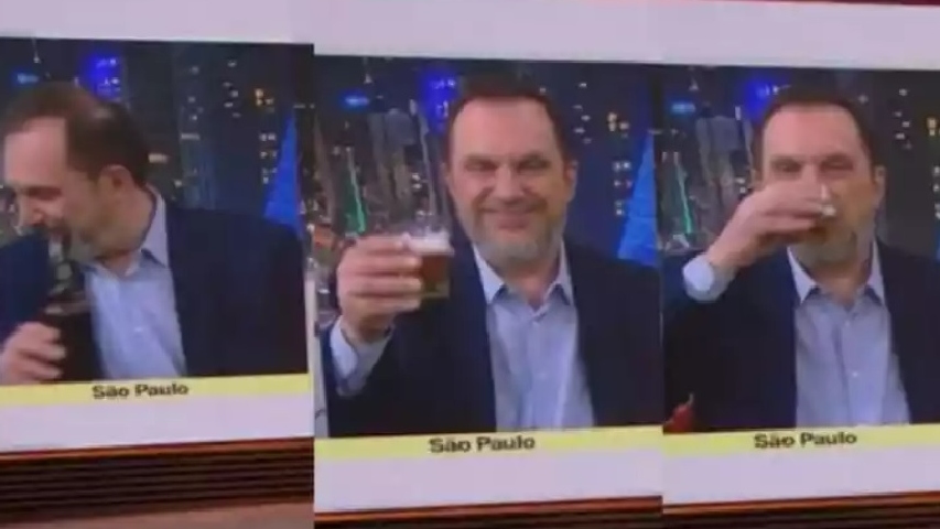 Comentarista da GloboNews choca colegas ao tomar cerveja ao vivo; assista ao vídeo