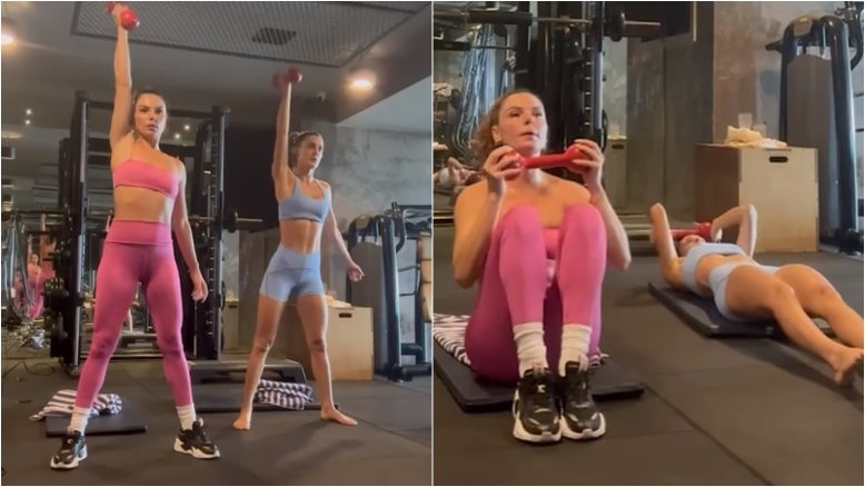 Isis Valverde pega pesado na academia após férias: 'Dupla fitness'; vídeo