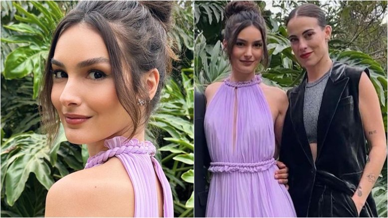 Atriz Marina Moschen dá beijão na namorada em casamento de Rafaela Mandelli