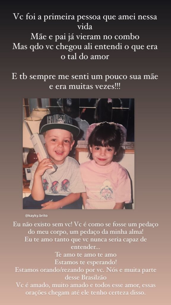 Sthefany Brito posta fotos ao lado do irmão internado após atropelamento: 'Não existo sem você'