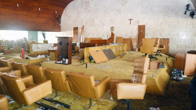 Edifício-sede do Supremo Tribunal Federal (STF), após os atos de vandalismo do dia 8 de janeiro