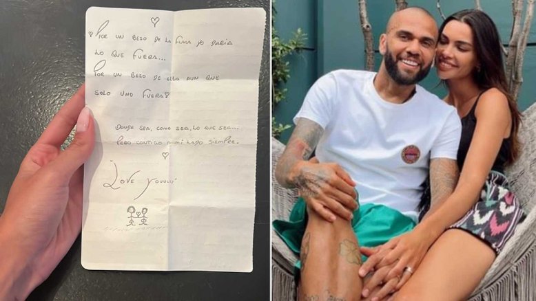 Joana Sanz divulgou em suas redes sociais o que supostamente é uma carta de Daniel Alves