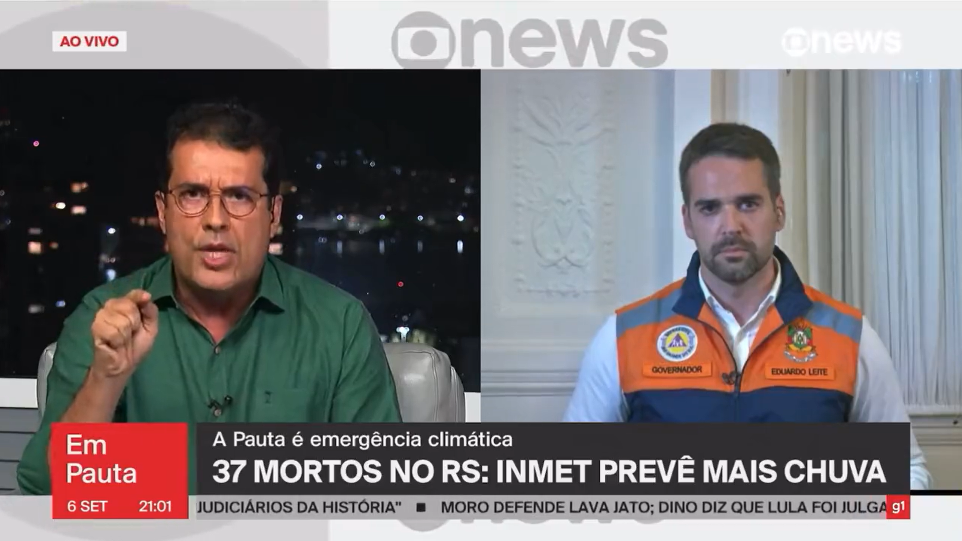 André Trigueiro e Eduardo Leite discutiram em programa da Globonews