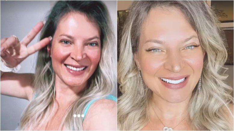 Joice Hasselmann compartilha clique com top decotado e exibe boa forma, aos 45 anos